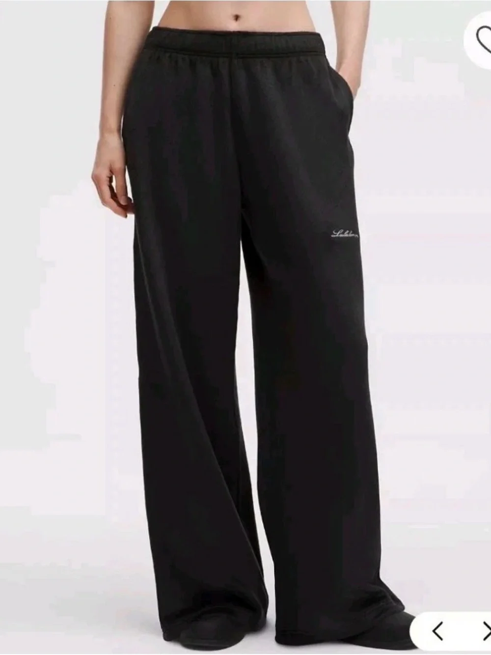 Lululemon Women’s Plush velour Mid-Rise Wide-Leg Pants black casual sz M